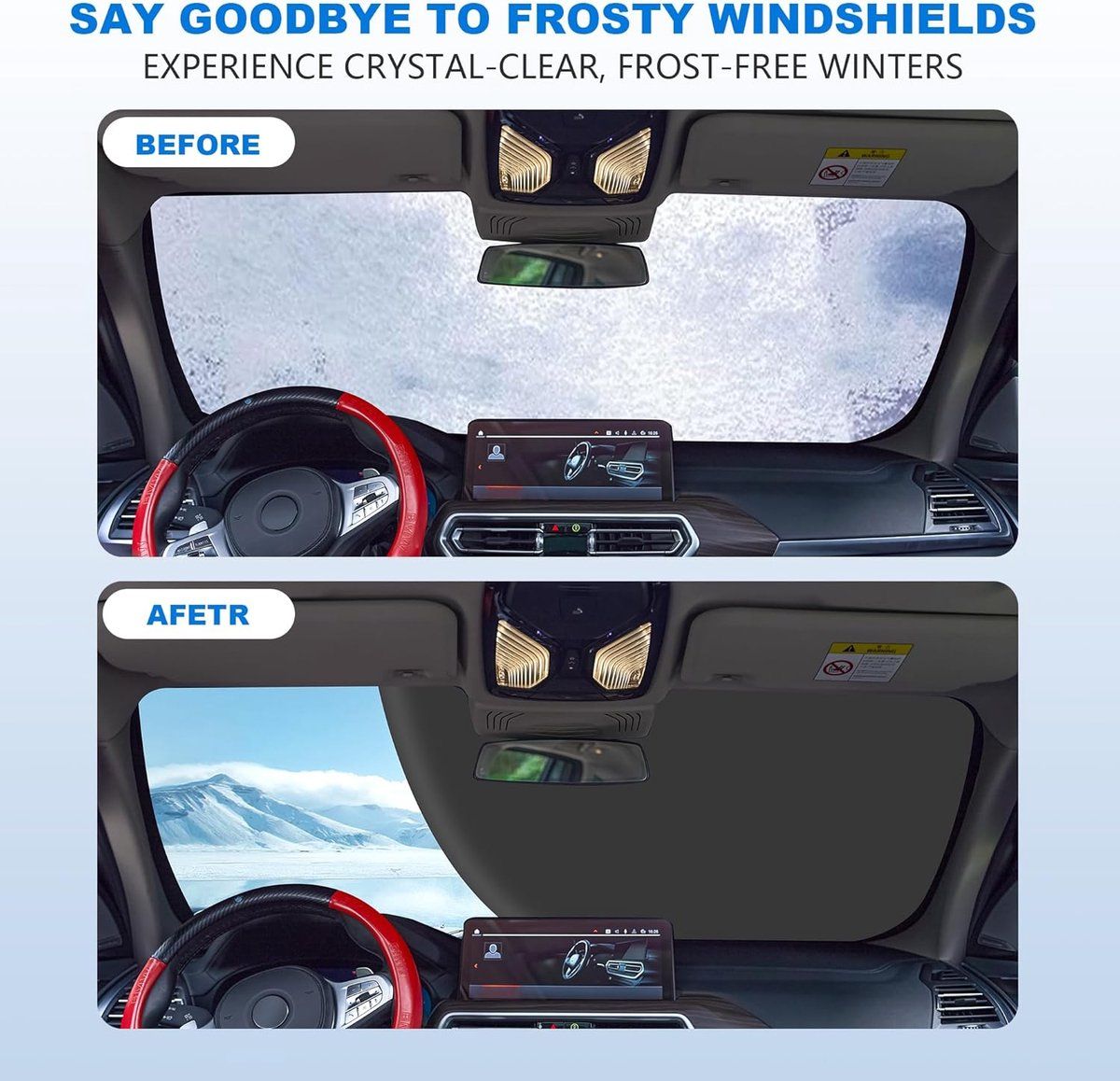 600D Snow Fropcs Windshield Cover 165x108cm windproof Fropcs Protection compatible with Cars SUVs — image 6