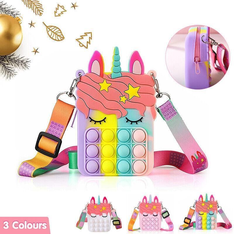 Pop It Shoulder Bag For Girls And Women Unicorn Pop Purse Bags - Rainbow — image 2