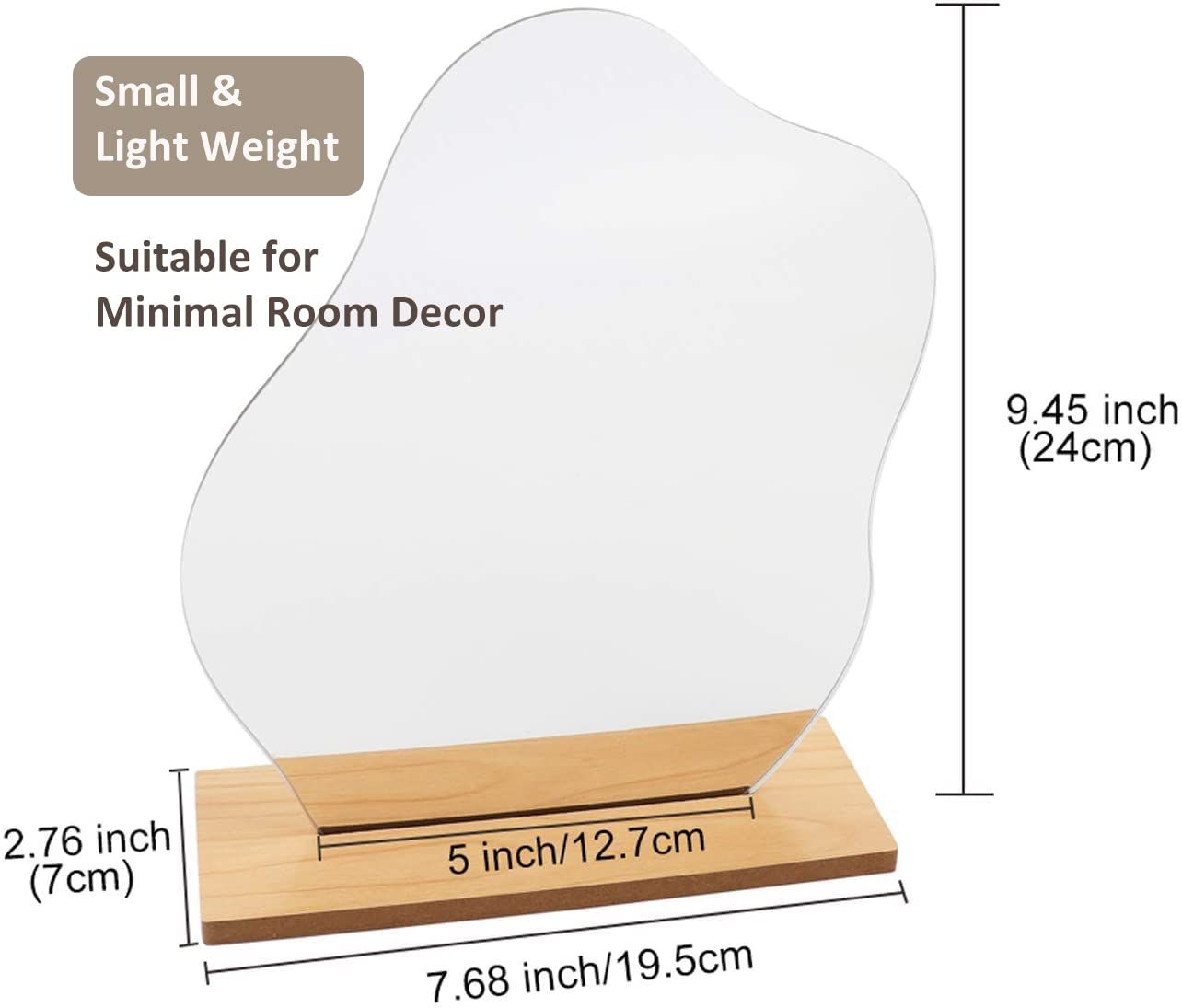 Irregular Aesthetic Vanity Mirror Frameless, Decorative Desk Tabletop Acrylic Mirrors with Wooden Stand - Cloud Shape โ image 5