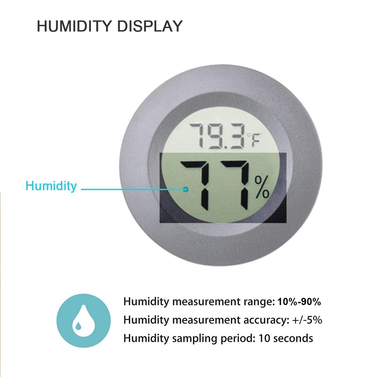 3pcs Mini Hygrometer Thermometer Indoor Outdoor Round Humidity Meter Fahrenheit Celsius Switchable Temperature Gauge Humidity Sensor Monitor for 3D Printer — image 4