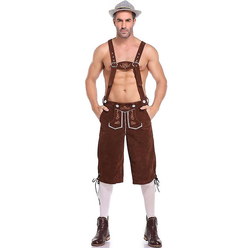 Lederhosen for Men - Genuine Leather, Authentic German Lederhosen for Men, Oktoberfest Attire - Brown-XF7-Brown XL — image 3