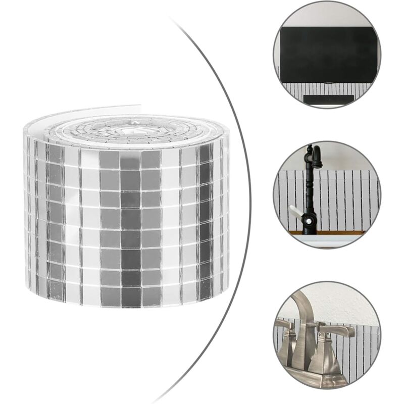 ROll Self Adhesive Glass Mini Square Silver Mirror Mosaic Tiles Sticker Mosaic Tiles Mirror Wall Sticker For Diy Crafts — image 3