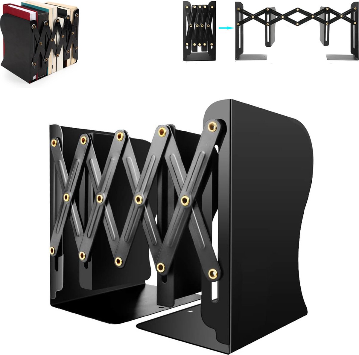 Bookend - Book Stand - Book Holder - Book Support - Bookends - Magazine Holder - Adjustable - Stylish Design - Non-Slip Feet - Multifunctional Use - For