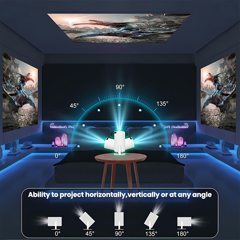 HY300 Pro mini portable projector, native 1280 * 720P support 4K / 350ANSI smart projector, with WiFi 6 BT 6.0, Screen adjustment, 180-degree rotation, home โ image 6