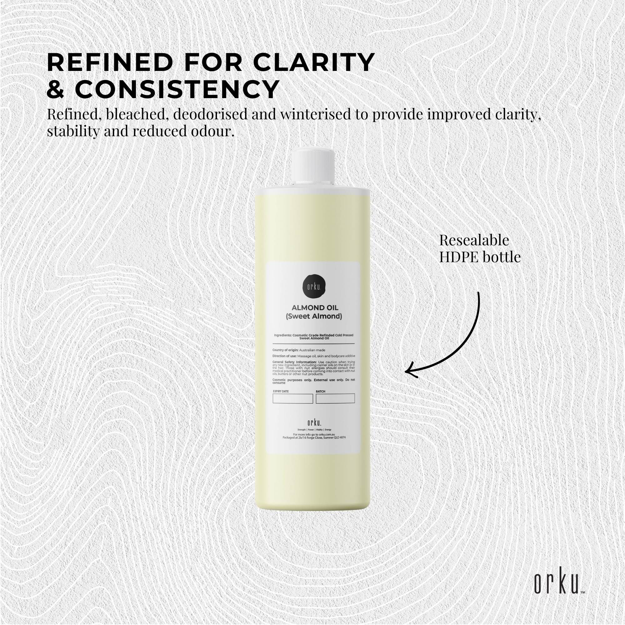 Orku 1L Sweet Almond Oil 100% Pure Refined Cosmetic Carrier Skin Hair โ image 4