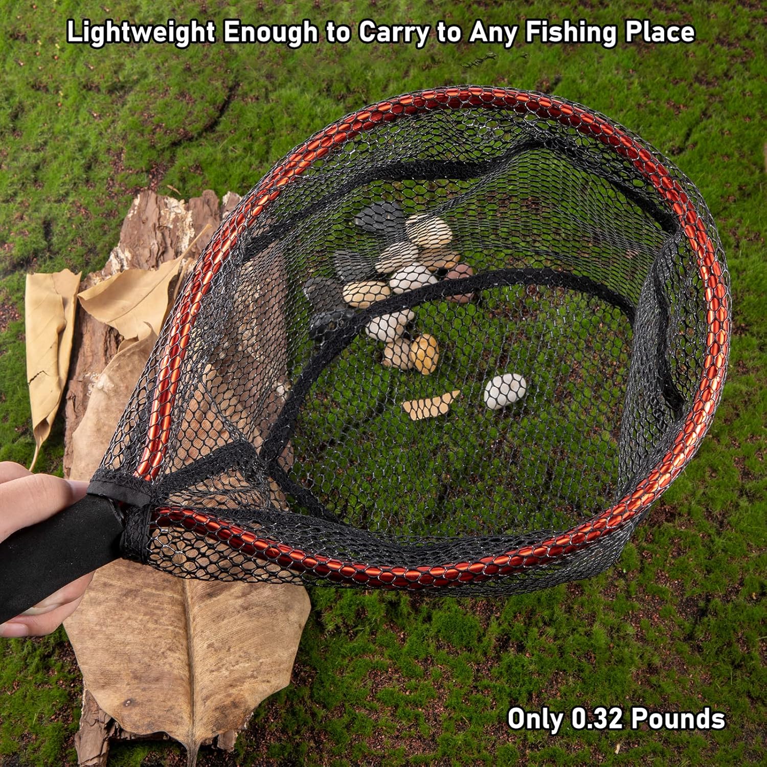 Fly Fishing Net with EVA Handle, Ice Landing Nets CNC Aluminum Alloy Frame, Rubber Coated Mesh Trout Kayak for Crappie Bass Sunfish Bulegill Panfish Black — image 5