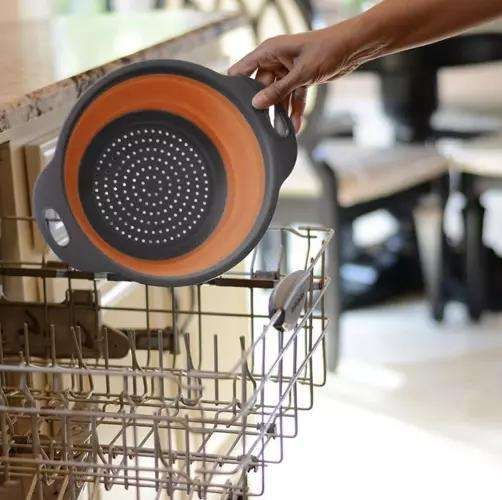 Collapsible Silicone Colander, Space Saving Kitchen Strainer, MultiColor, Practical for Dishwashing & Cooking — image 4