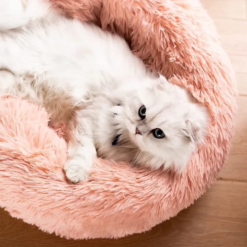 Cat Bed Fluffy Cat Bed Round Cat Bed Cat Furniture Cat Comfort Cat Sleeping Bed - Navy / 20in โ image 3
