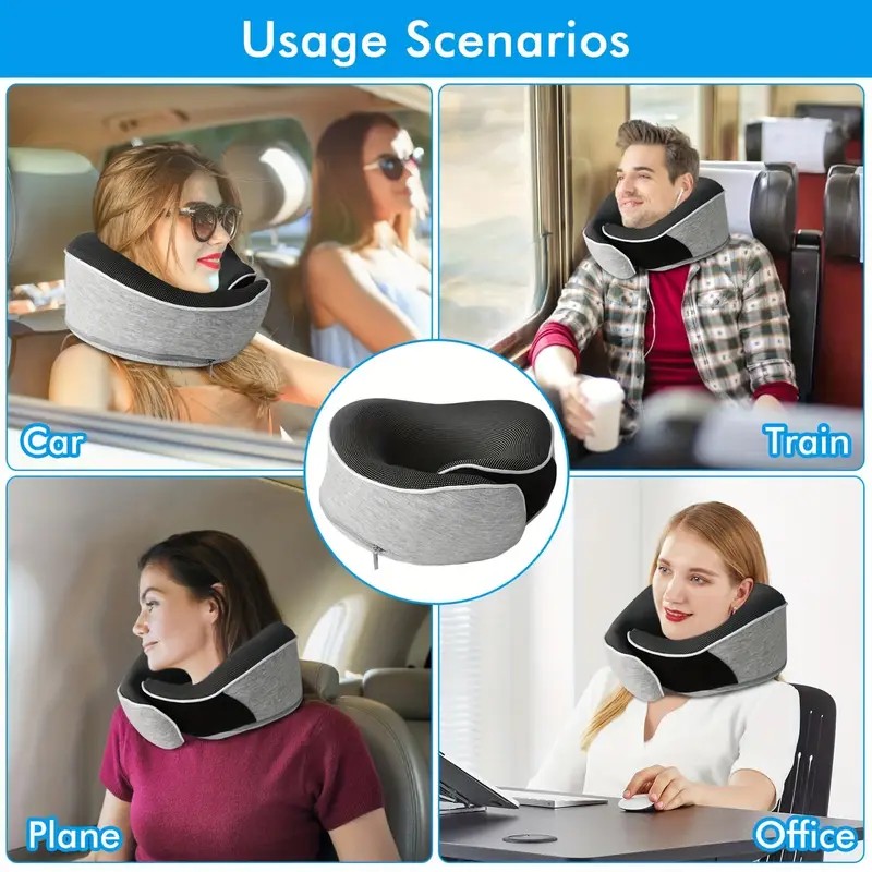 light grey Snail Airplane Neck Pillow – Travel pillow with soft supportive design, ideal for sleep, cars, trains, the office, and home use. Includes a washable — image 5