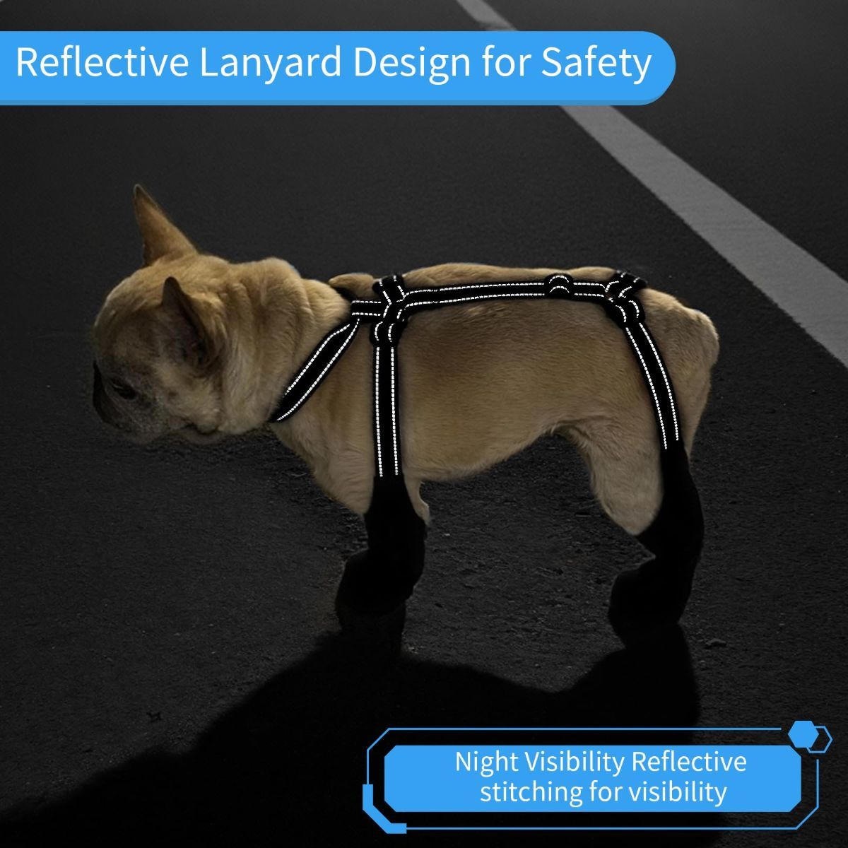 Waterproof Dog Boots for Small/Medium Dogs -Dog Paw Protectors Dog Suspender Boots Anti-Slip Pet Shoes for Outdoor Walking, Reflective Stay-On,Dirt-Proof — image 4