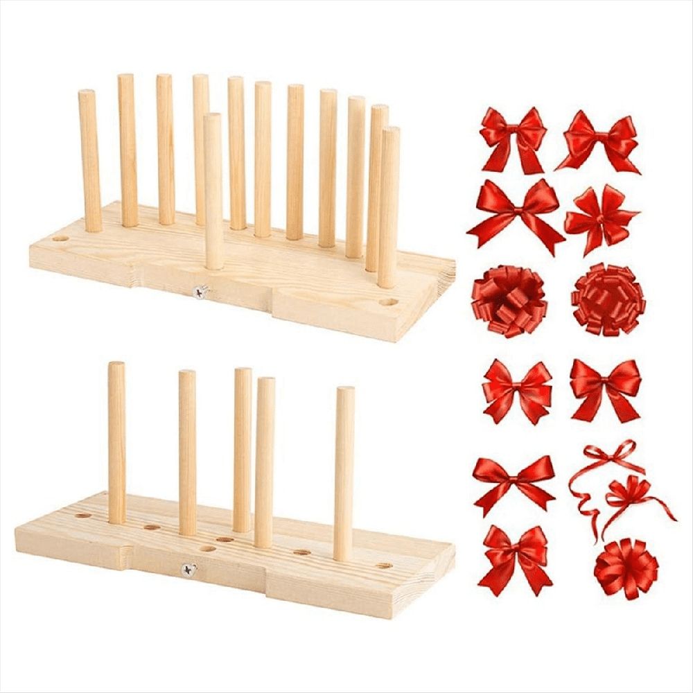 Double Sided Bow Maker for Ribbon, Bow Maker Wooden Wreath Bow Maker Tool Portable Bow Tie Machine — image 4