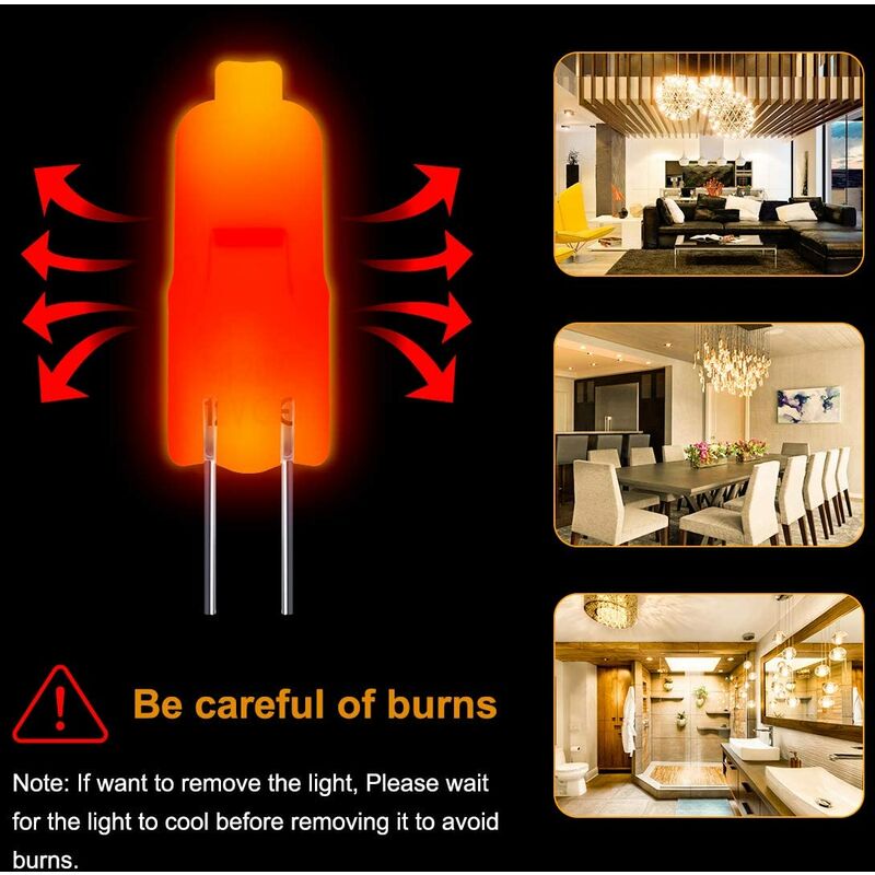 G4 Halogen Bulbs, 12V 20W Halogen Pin Base Lamp, Warm White 3000K, 350Lm, Dimmable, G4 Low Voltage Halogen Lamp, Clear — image 4