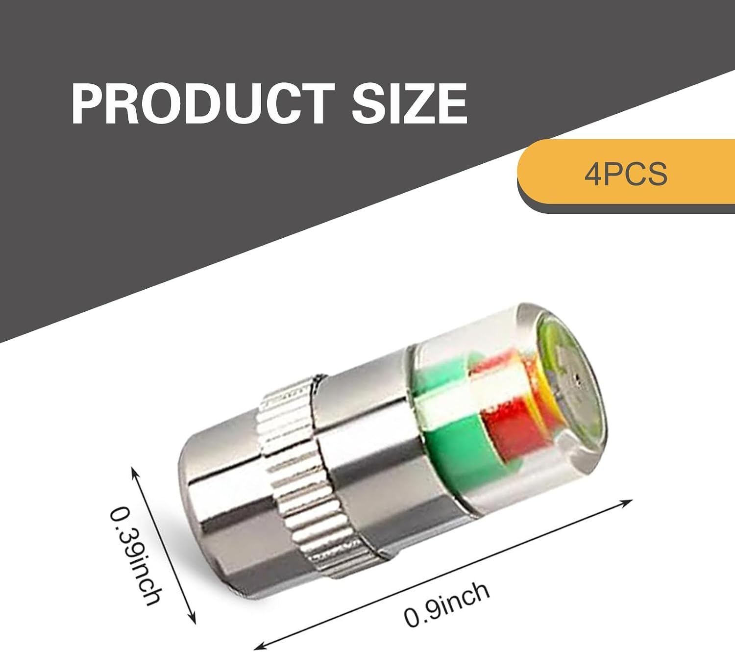 4 PCS Tire Pressure Monitor Caps, 3-color Visual Indicator, 2.4 Bar 36 PSI Valve Stem Cover โ image 3