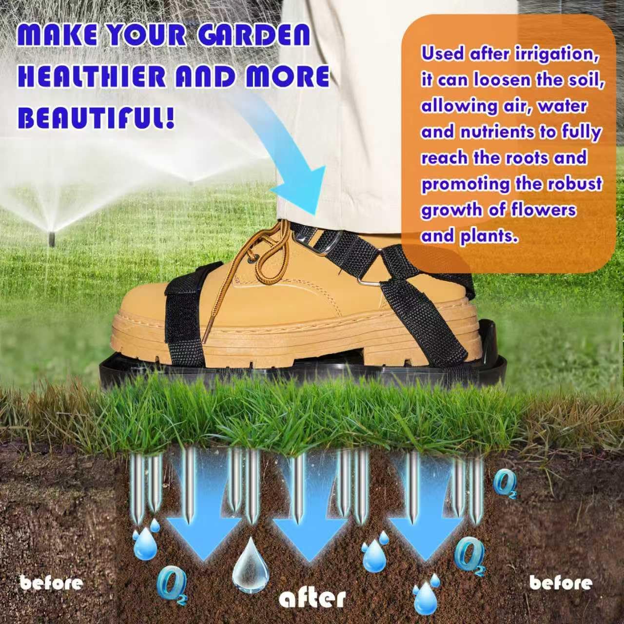 Lawn Aerator Shoes with Spring Base & Spikes: Adjustable Strap, Double-Layer Design for Healthy Lawns in Australian Gardens — image 4