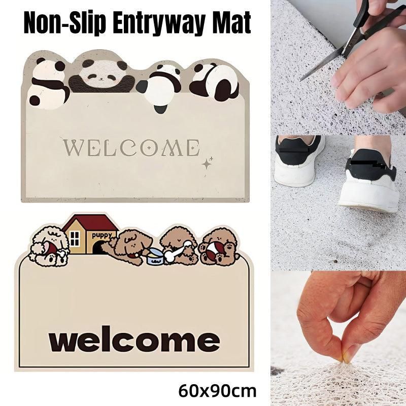 Cartoon Non Slip Household Silk Circle Floor Mat Durable Entryway Rug Can Be Cut - Panda โ image 2