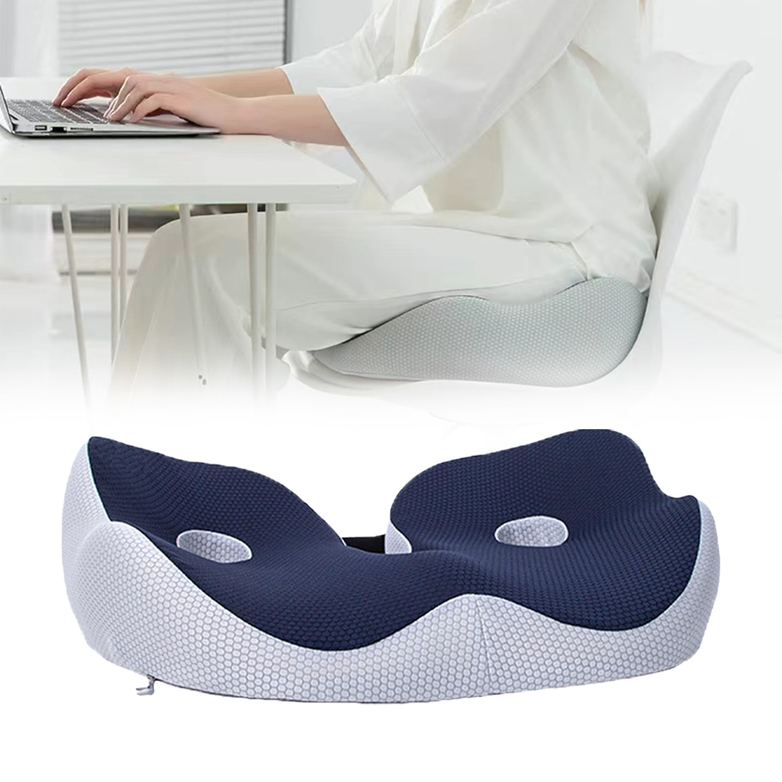 Seat Cushion, Seat Cushion for Sit Bone and Back Pain Relief, Butt, Tailbone, Hip, Hamstring, Posture Support, Memory Foam, Grey, 39.1 x 48 x 14 cm — image 5