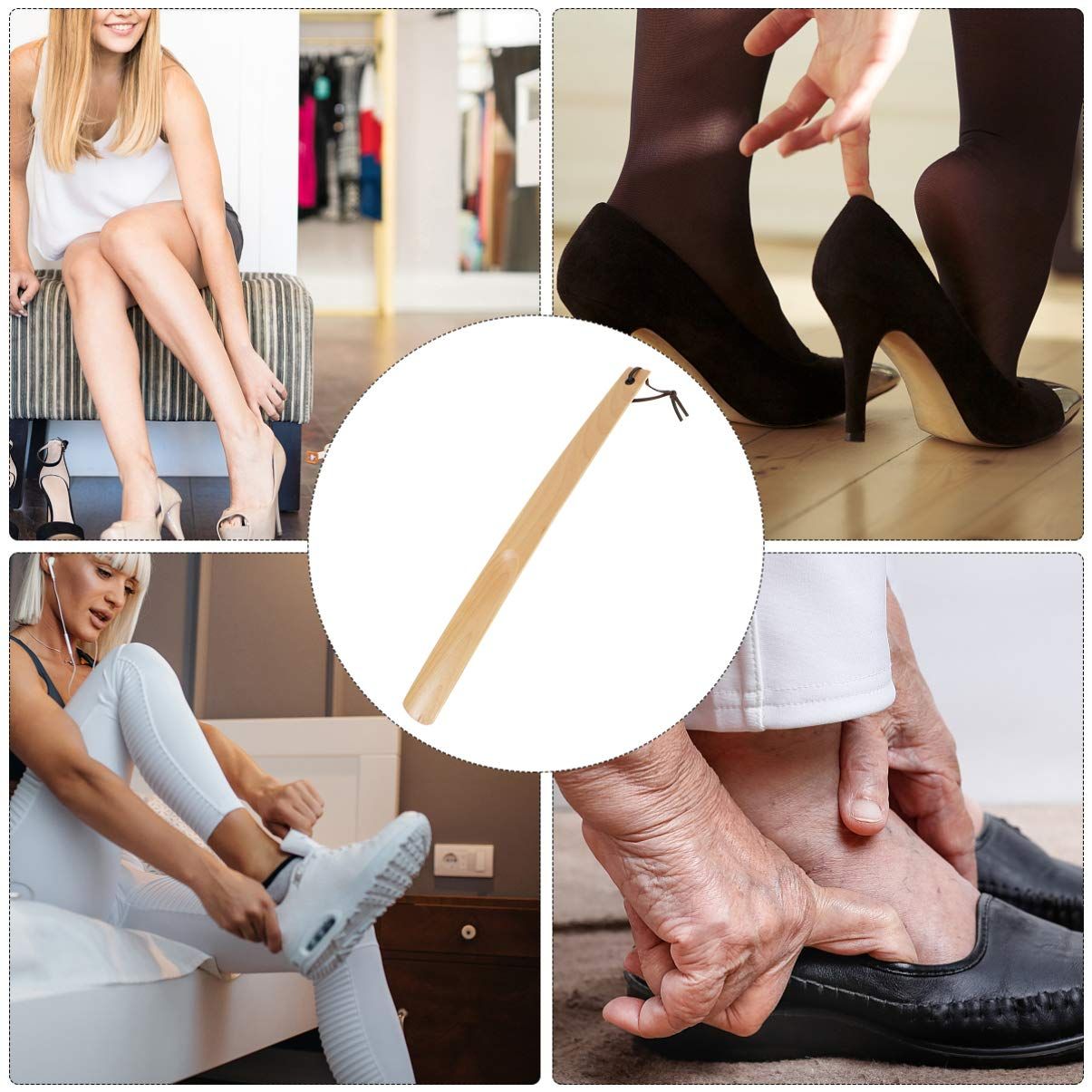 Wood Shoe Horn Long Handle Practical Wood Shoehorns for Men Women and naturally curved, just fits the heel β image 4
