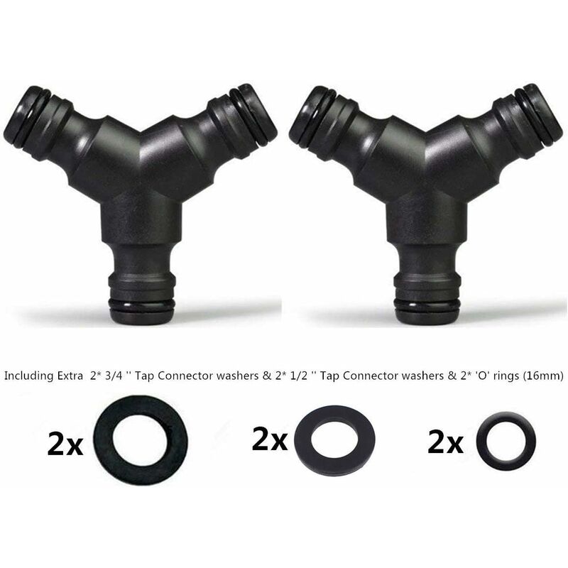 Plastic Snap On Hose Splitter (3 Way) Y Male Garden Hose Connector Y-Connector 2 Pack — image 2