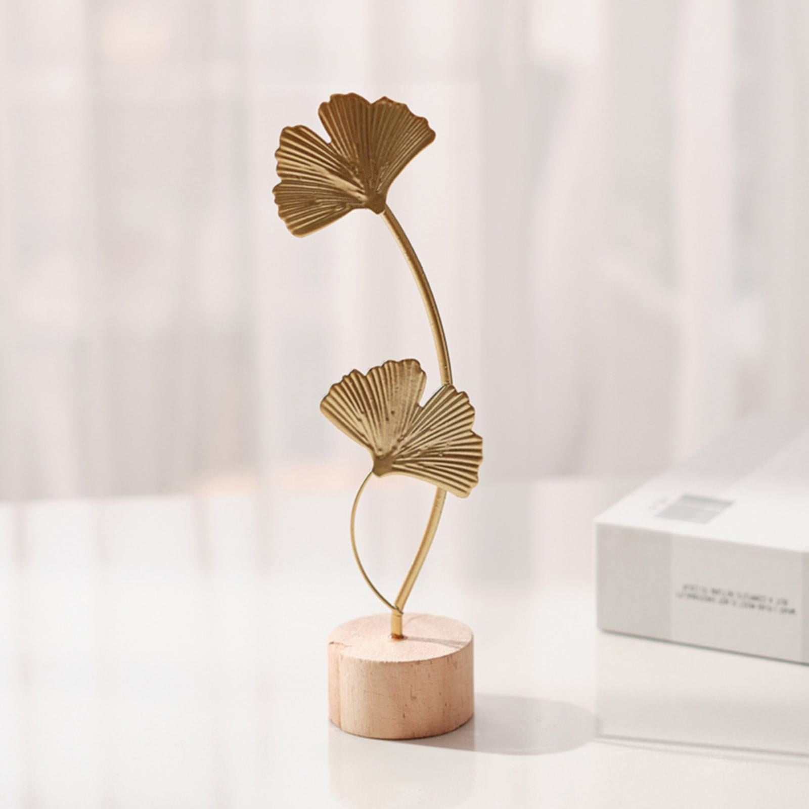 Leaf Decor Metal Golden Leaf Ornaments and Base Modern Simple Gold Leaf Table Sculpture for Living Room Bedroom Bookshelf Desktop Decoratio, Valentines Day