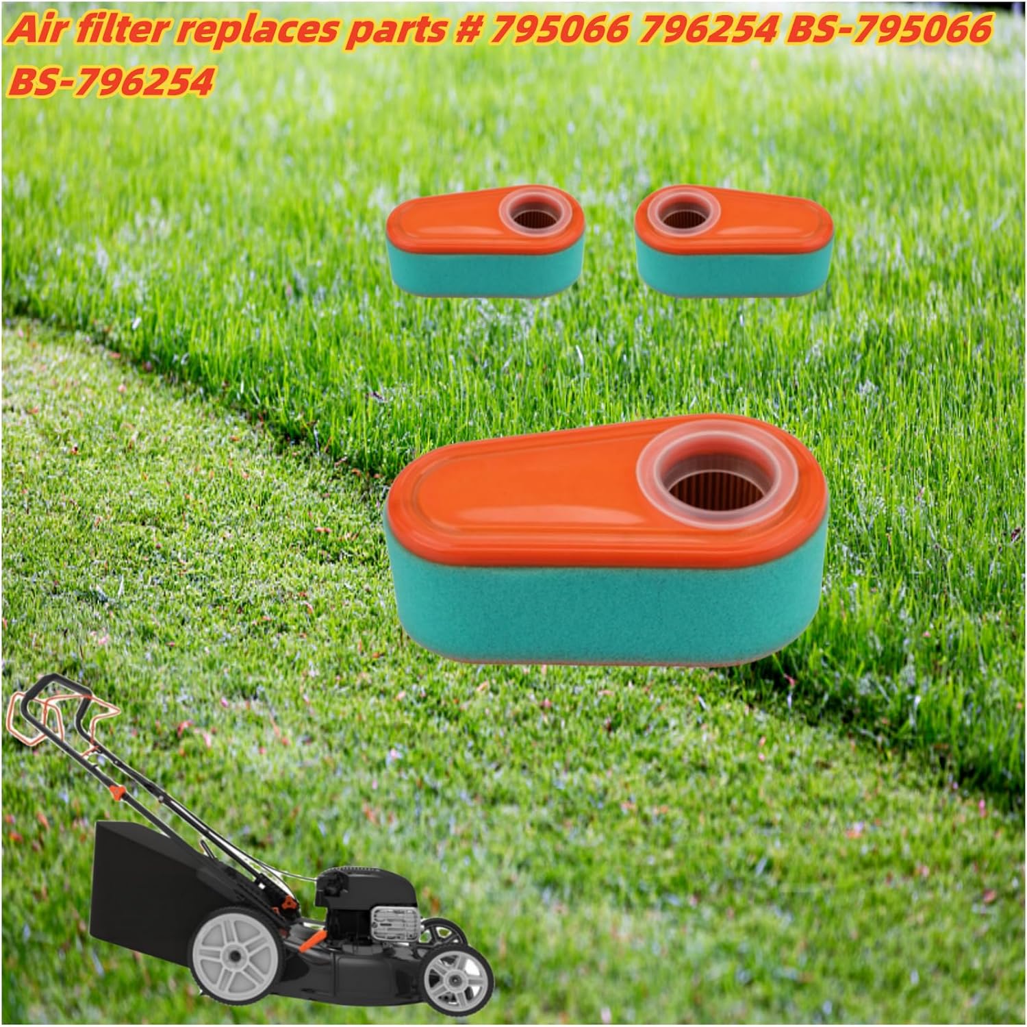 (3-pk) 795066 Air Filter Replaces For Briggs & Stratton 7.75 8.0 8.50 And 8.75 HP With 796254 Pre Filter Compatible With 775 775EX 800 800E 825E 850 850E 875EX โ image 2