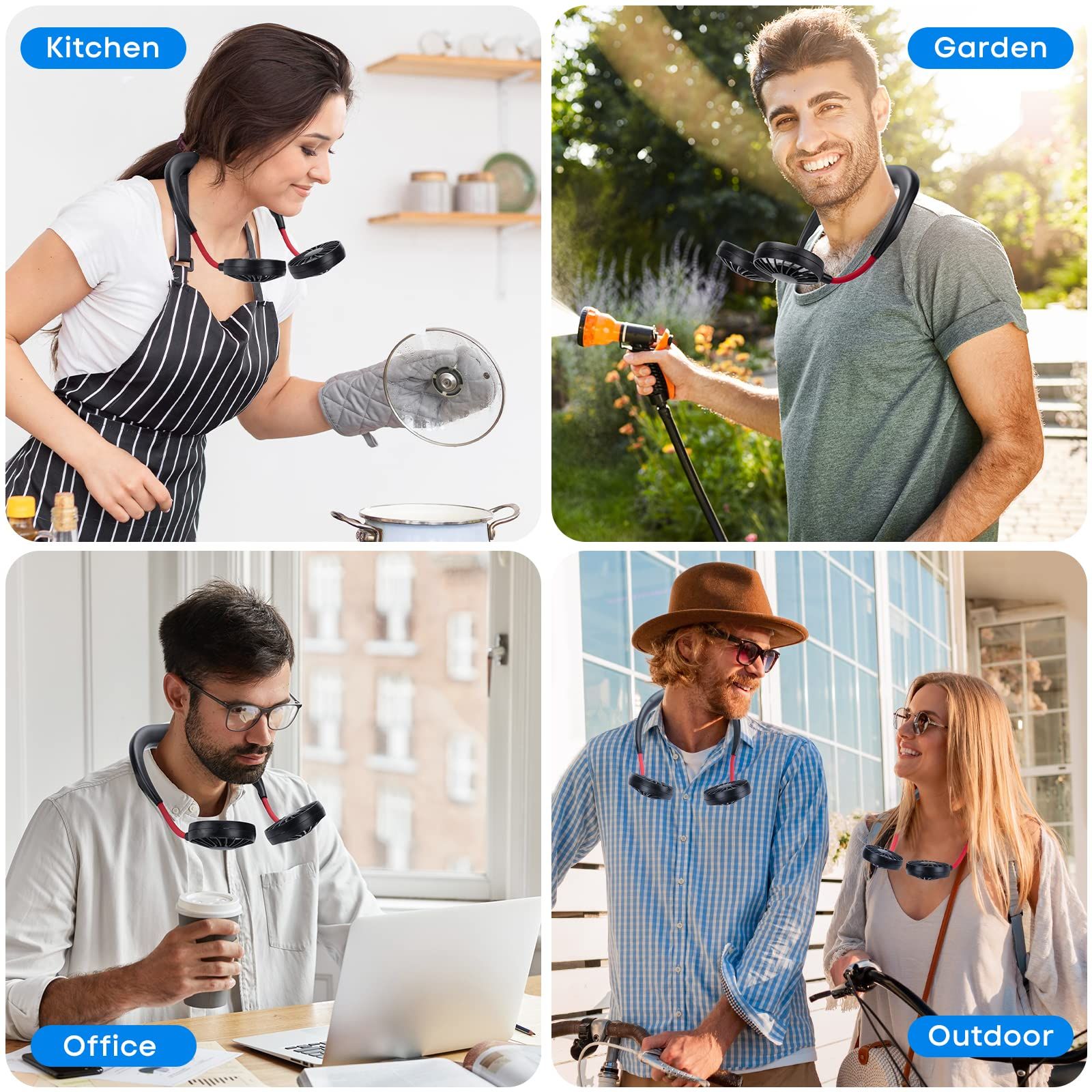Portable Neck Fan Rechargeable Personal Hand-Free Fan Mini USB Wearable Neckband Sport Fan, 3 Speed Adjustable, 360 Degrees — image 5