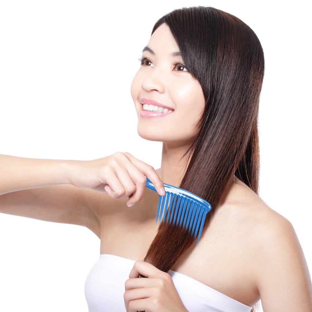 Large Wide Tooth Comb Handle Detangling Reduce Hair Loss Brush Tool (Black) Blue — image 6