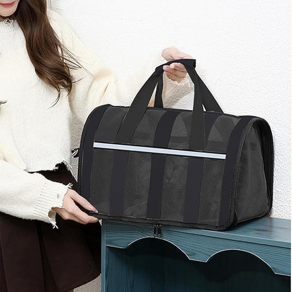 1 Pack Foldable Pet Carrier Bag for Cats and Dogs, Soft Breathable Travel Bag, Black, L — image 2