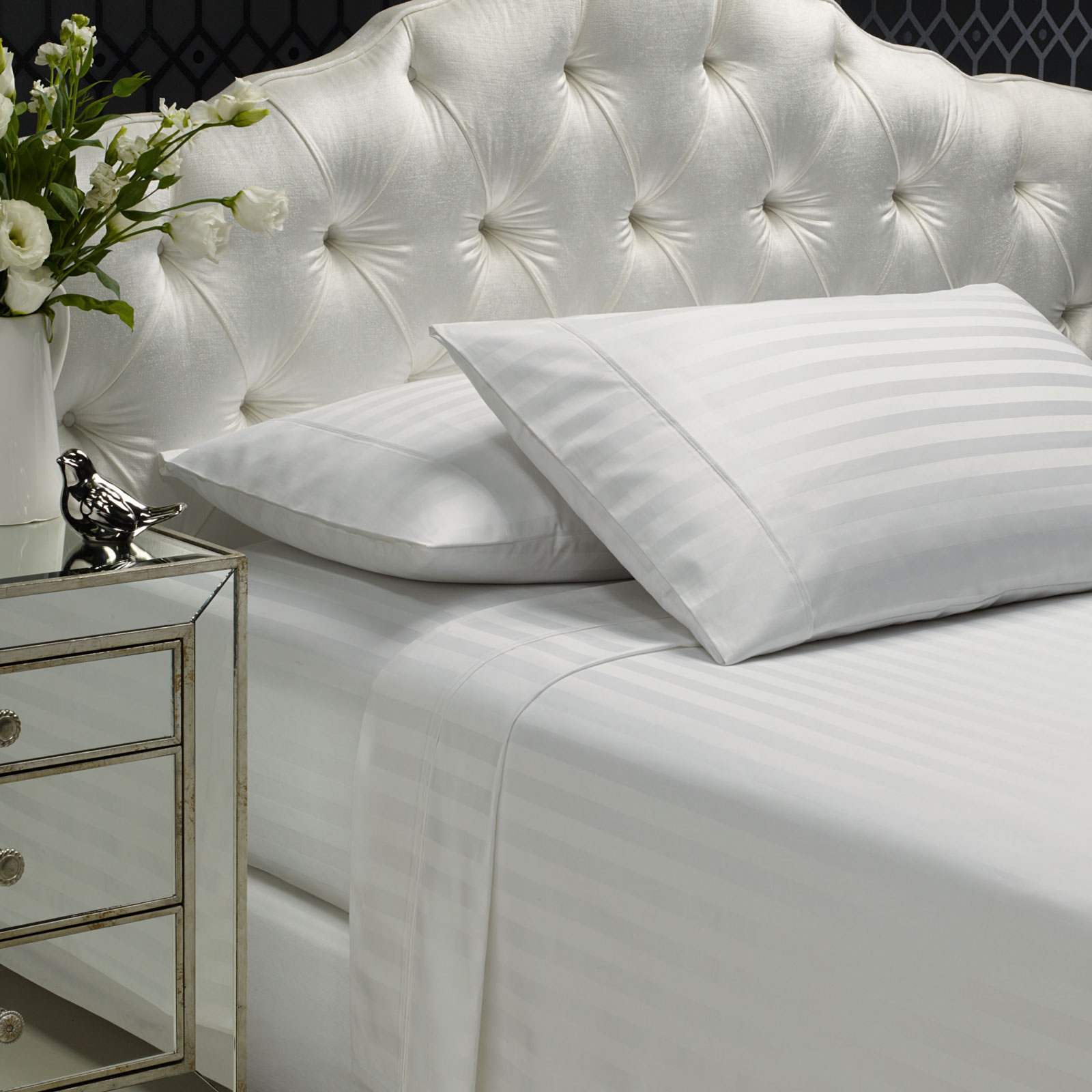Royal Comfort 1200TC Sheet Set Damask Cotton Blend Ultra Soft Sateen Bedding - Queen - White — image 5