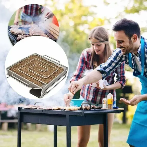 Cold Smoke Generator, Stainless Steel Spiral Smoker Maze for Wood Chips, Gas and Charcoal Grills, Silver, 15 x 4 cm — image 5