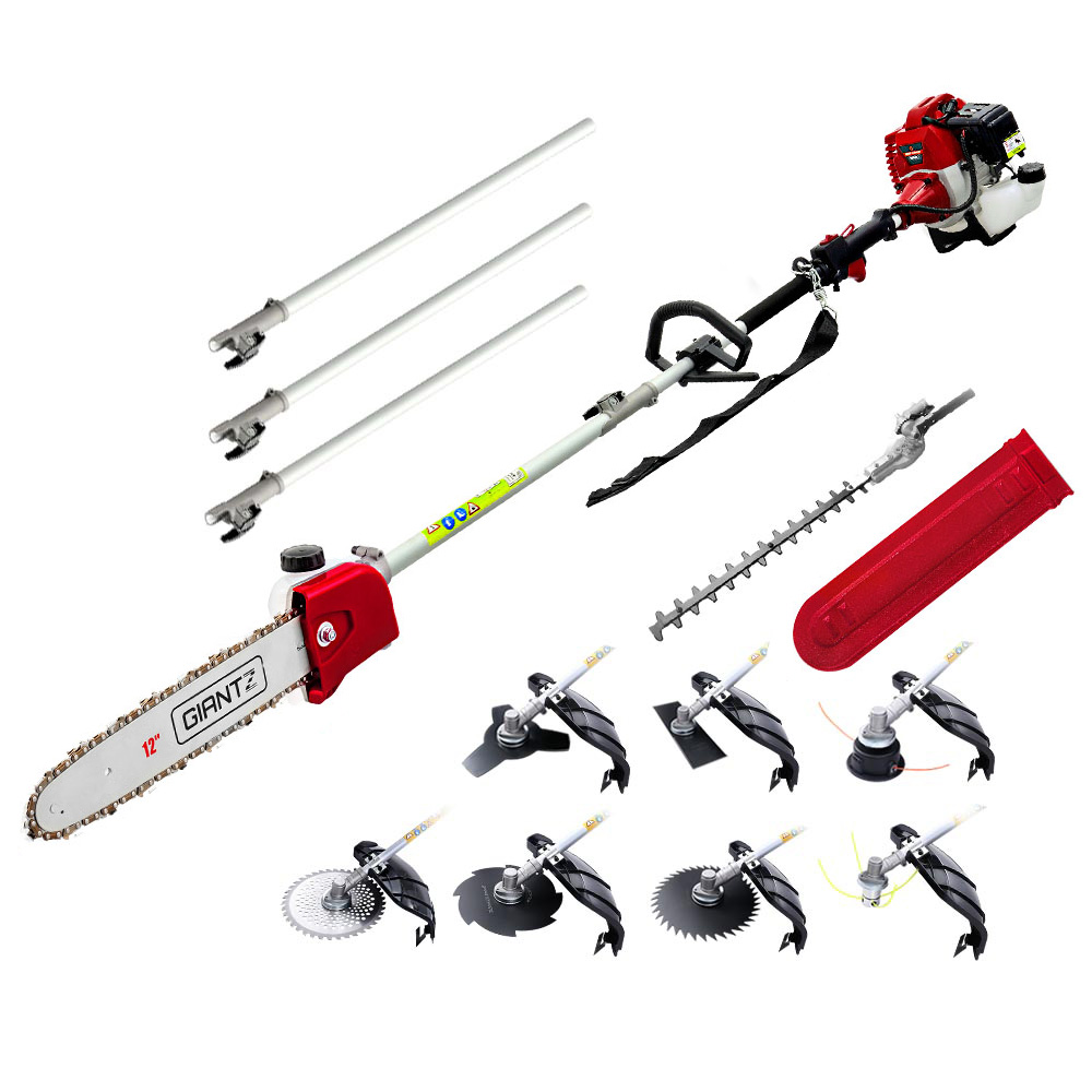Giantz Pole Chainsaw 2 Stroke Petrol Tree Pruner Long Reach Saw 12 Inch Bar 9 In 1