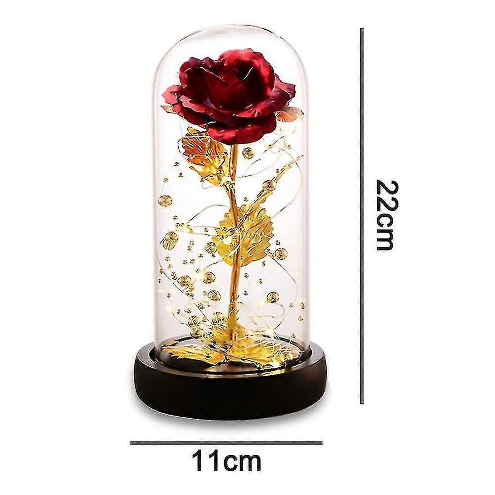 Silk Rose Gold Foil Leaf LED String Lights on Glass Dome with Wooden Base โ image 5