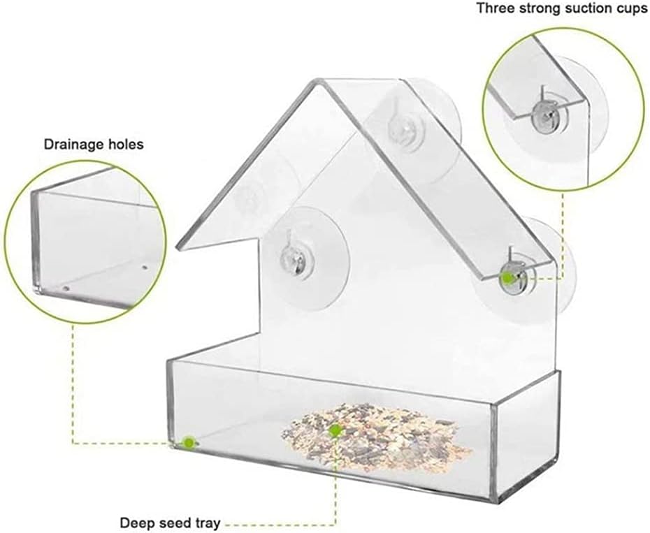 Transparent Bird Feeder Window Mount 15x6x15cm Practical Hanging Bird Food Station for Outdoor Use โ image 4