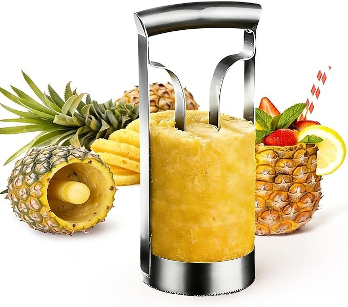 Kitchen Pineapple Peeler Corer, Stainless Steel Cutter Fruit Slicer Core Remover Spiral Easy Tool for Homemade Camp Restaurant Hotel 3inch