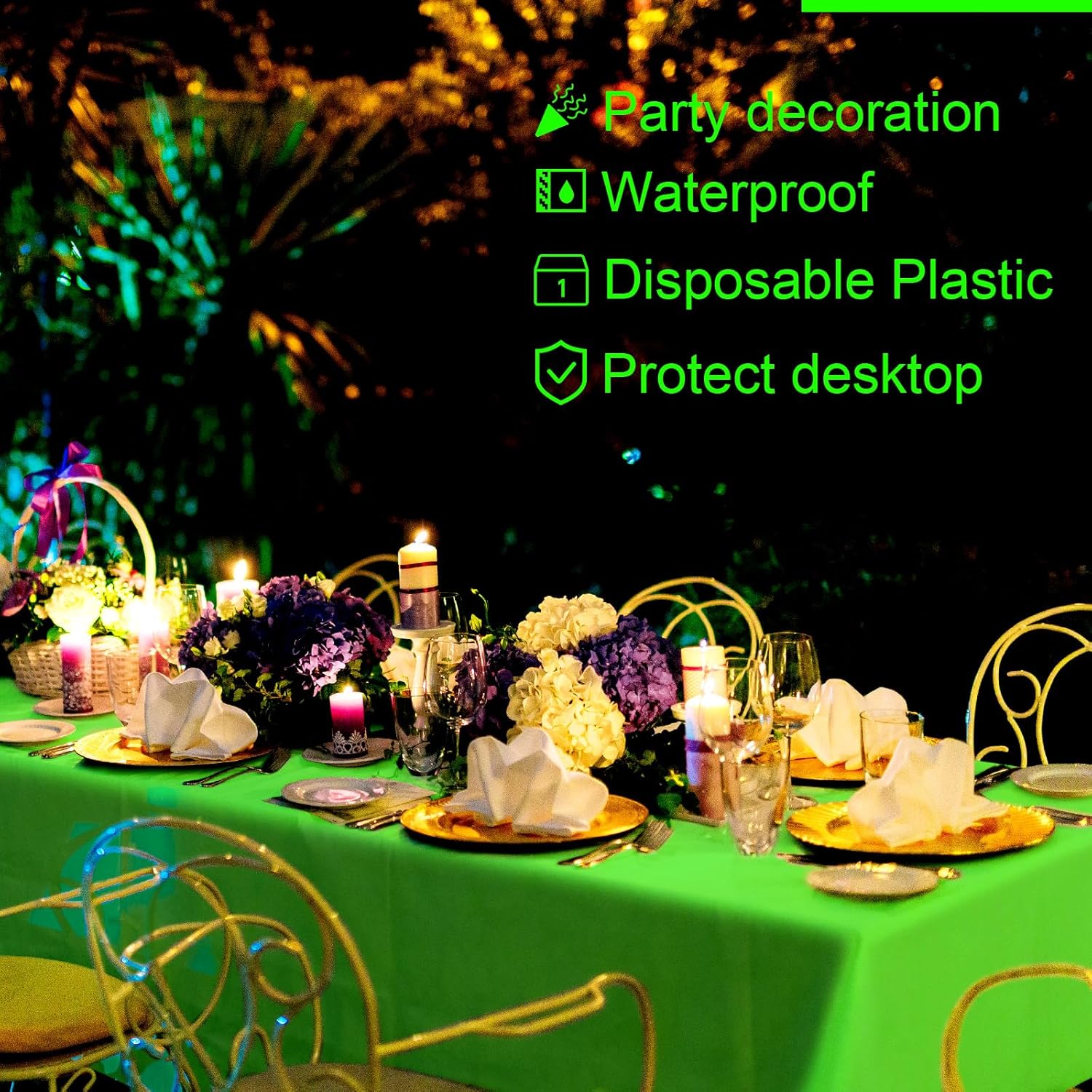 12 Pack Assorted Color Plastic Tablecloth Disposable Rectangle Table Cover Neon Party Supplies or Neon Party Birthday Wedding Picnic Home Decorations(54 x 72 โ image 4