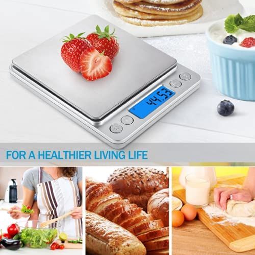 Digital Kitchen Scale 3000g x 0.1g Jewelry Gold Silver Coin Gram Pocket Size Herb Grain for Food, Cooking,with 2 Trays — image 3