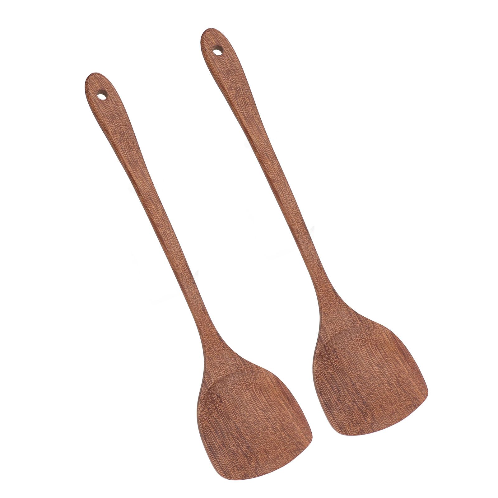 2pcs Wooden Spatula Household Hanging Long Handle Flat Wooden Spatula for Mixing and Turning38.5cm / 15.2in โ image 4