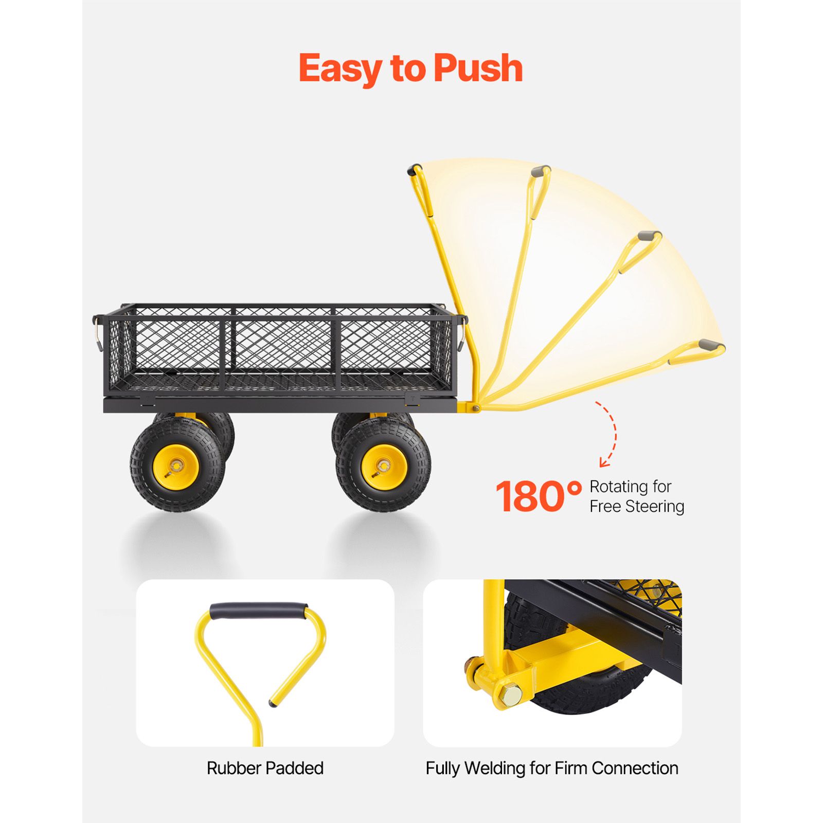 900 Lbs Heavy Duty Steel Garden Cart, Garden Wagon Cart on Wheels, Outdoor Metal Yard Utility Wagon Carts with 10" Tires and Mesh Removable Sides(Convert to — image 6
