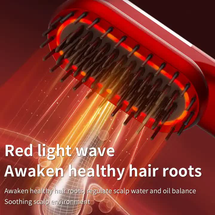 White Mini Rechargeable Ionic Hair Straightening Comb | Portable Wireless Vibration Massage Brush for Frizz-Free, Smooth Hair โ image 3