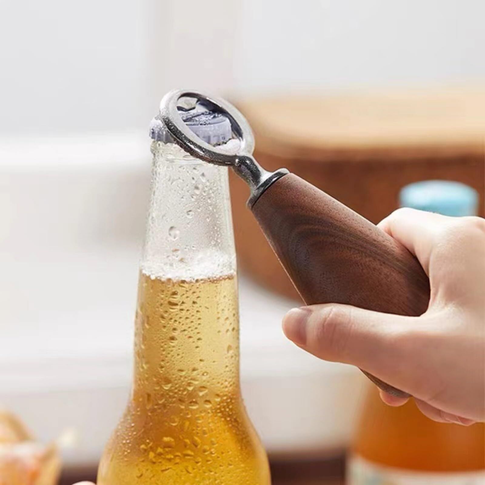 Handcrafted Wooden Bottle Opener – Walnut & Stainless Steel Beer Opener with Ergonomic Handle | Premium Bar Tool for Home, Kitchen & Gifts — image 4