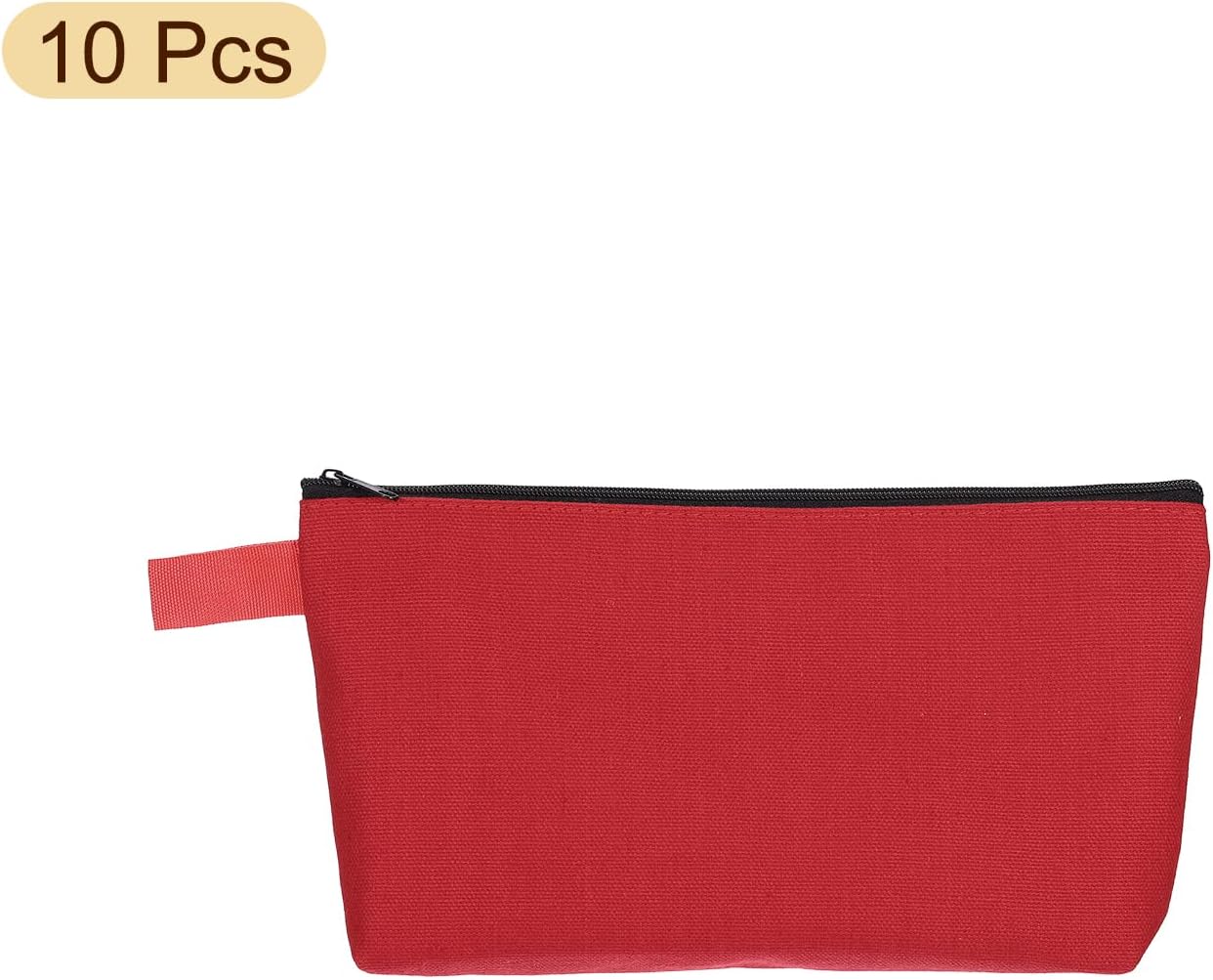 Canvas Makeup Bags, 10 Pcs Travel Cosmetic Bags Bulk, Multipurpose Plain Toiletry Zipper Pouches Blank DIY Craft Bags Pencil Bag for Women Teens, Red โ image 3
