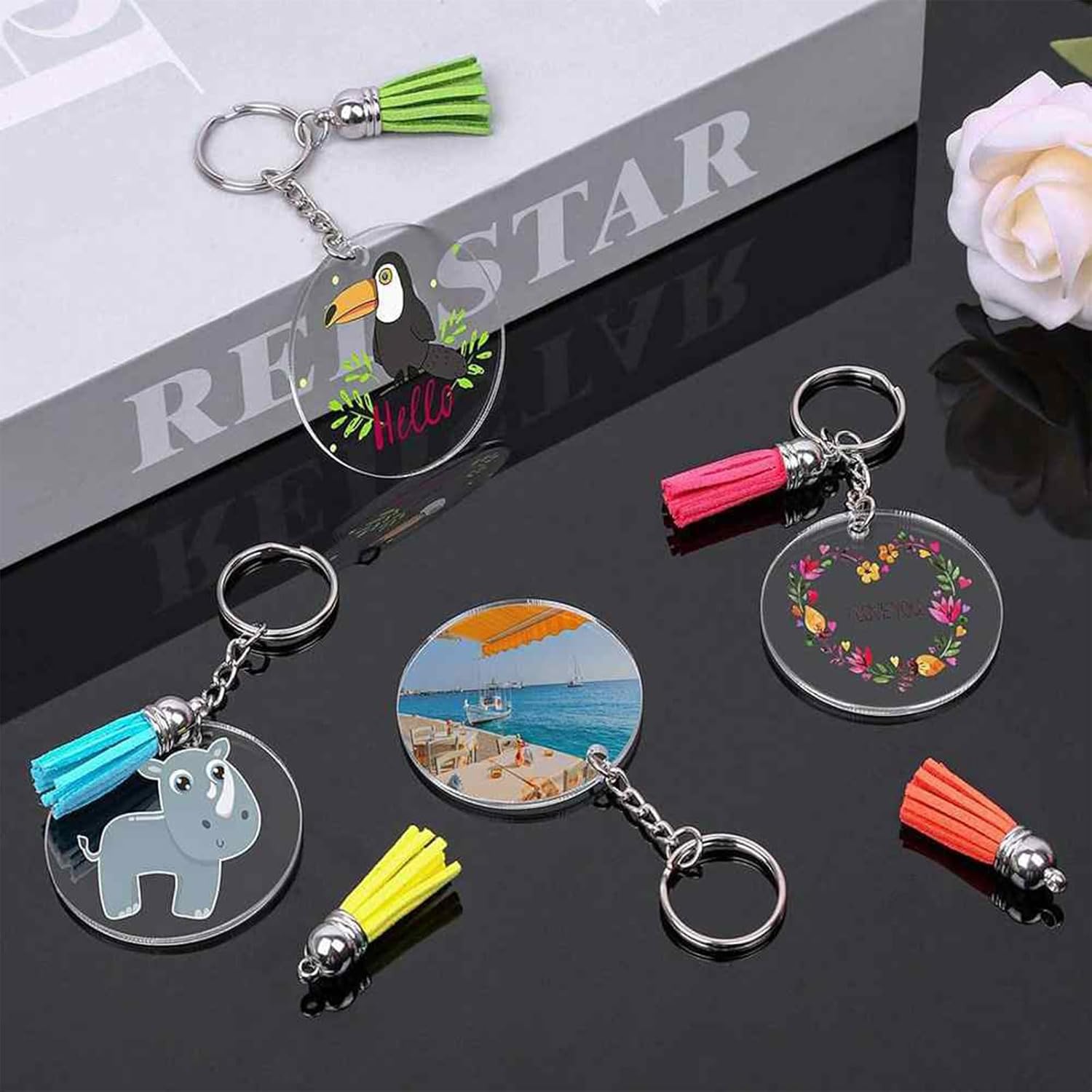 100 Pack Metal Keychains,1 Inch Split Key Chain Rings with Chain and Open Jump Rings for Keychain Making and Crafts DIY — image 4