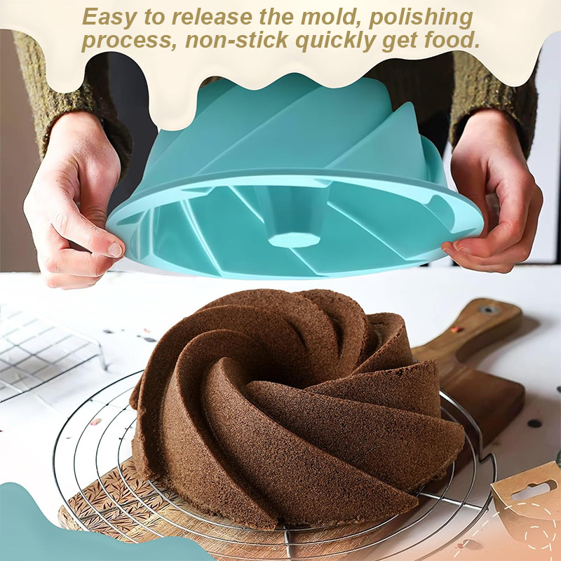 Green Non-Stick Silicone Cyclone Cake Pan Set (10 Molds) - Perfect for Desserts โ image 6
