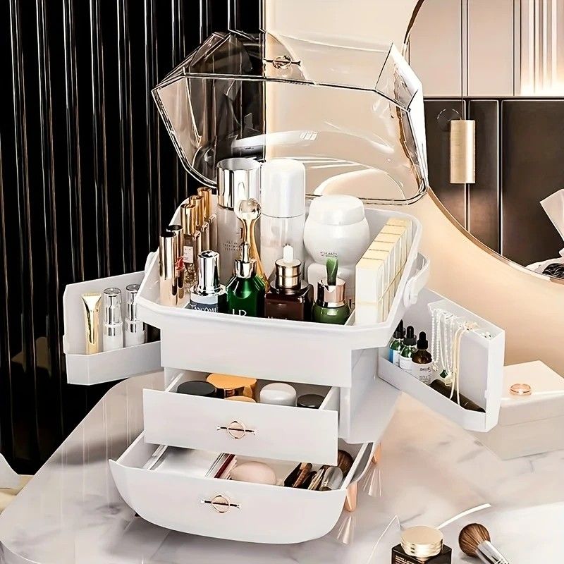 BLACK Luxury Transparent Flip-top Cosmetic Organizer, Large Capacity with Smart Compartments, Dustproof & Silent Drawers, Essential for a Neat Vanity โ image 6