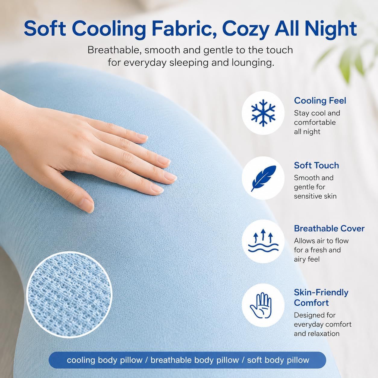 Pea Pod Shape Body Pillow for Adults Full-Body Support Side Sleeper Pillow, Pregnancy Back Pain Relief, Soft Hug Pillow with Memory Fiber Filling โ image 6