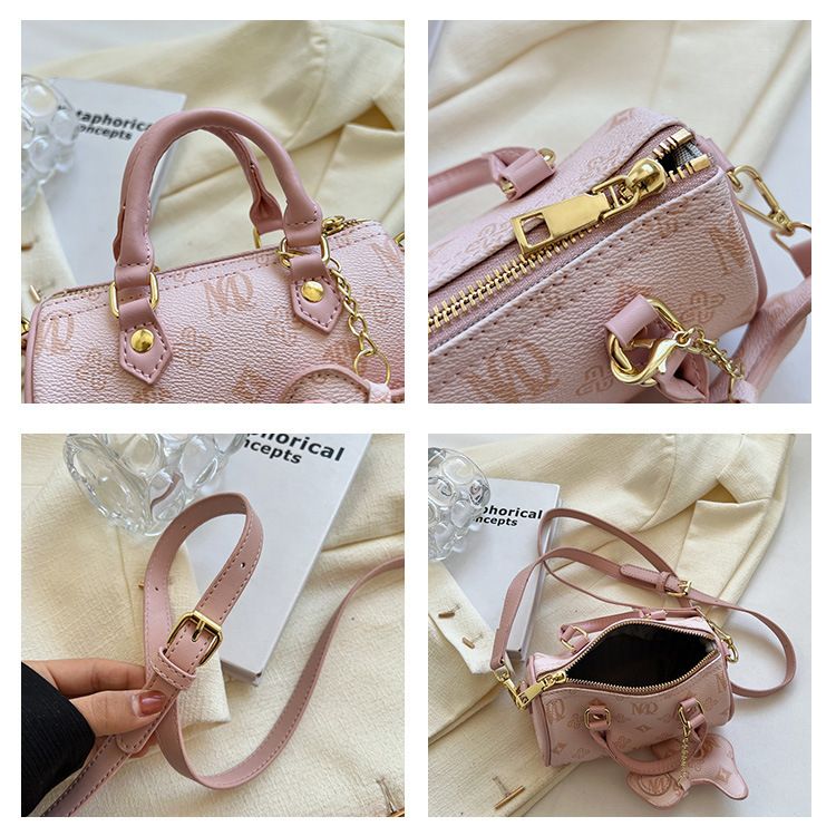 Classic Monogram Pillow Bag: Premium PU Leather with Luxe Feel, Cute Pet Charm for a Playful Touch, Compact Size Fits Phone, Multiple Carry Ways, Versatile for — image 6