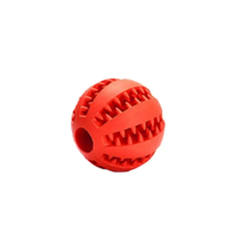 Dog Chew Toy Rubber Ball Treat Dispenser Dental Cleaning Training Play Ball - Red Spherical (Small)
