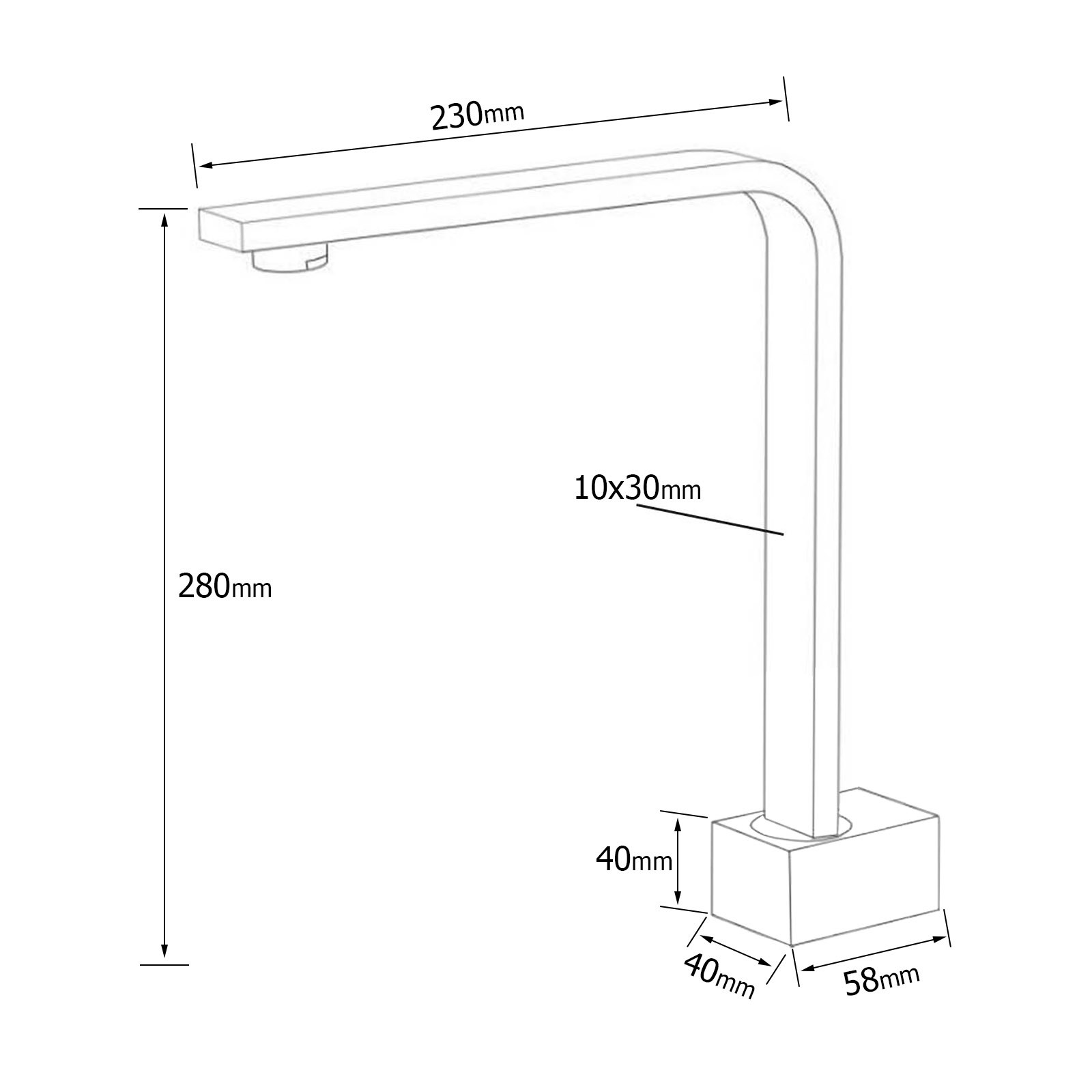 Brushed Nickel Square Spout Gooseneck Arm High Rise Bathtub Filler Water Outlet — image 6