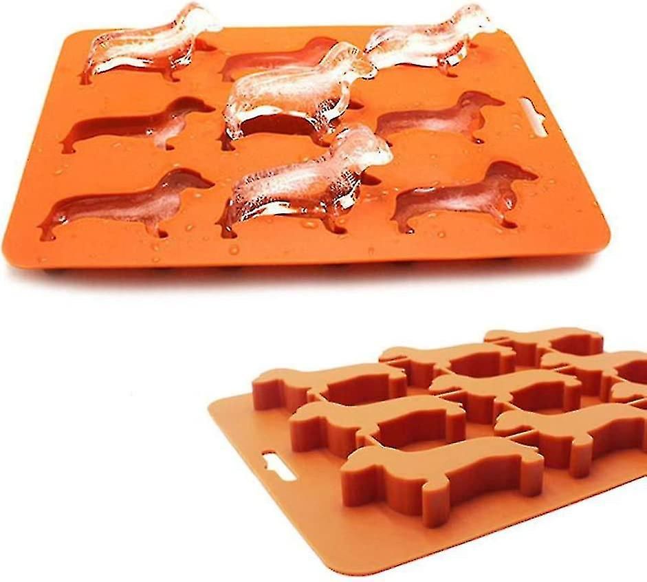 Dachshund Dog Shaped Silicone Ice Cube Molds and Tray Made of pliable silicone for easy-to-remove Dachshunds Brown โ image 5