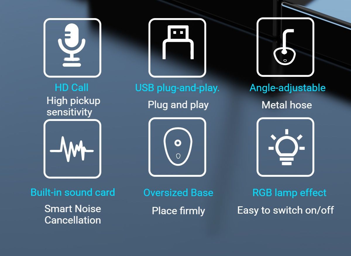 RGB Desktop Microphone 3 USB HUB Model White โ image 5