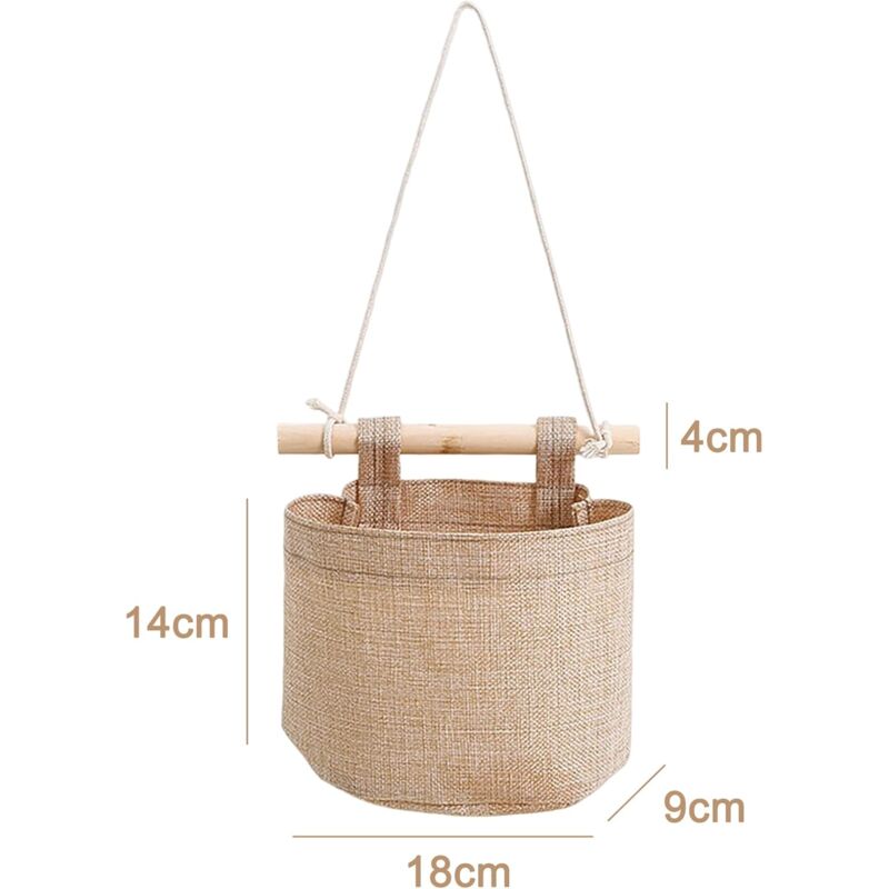 Hanging Storage Bag with Pockets 3 Layers Cotton Linen Canvas Hanging Storage Bag on Wall Door Organizer for Bedroom Bathroom — image 4